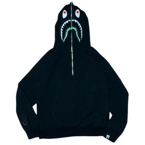A Bathing Ape Bape X Heineken 100 Black Half Zip Face Hoodie Size XL (D)